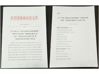 關(guān)于表彰2017年度“錦州市五四紅旗團(tuán)委”文件